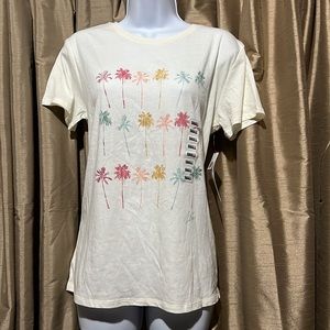 Ripcurl Size Small vanilla color with palm trees Aloha Shirt